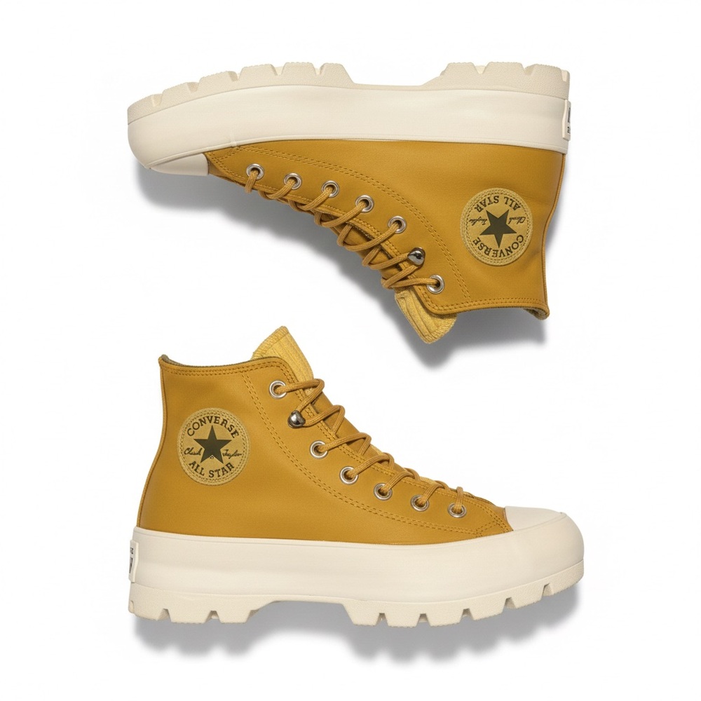Sold | Converse | High-Top Gore-Tex Waterproof Leather Lugged Sneakers Mustard - Picture 1 of 10